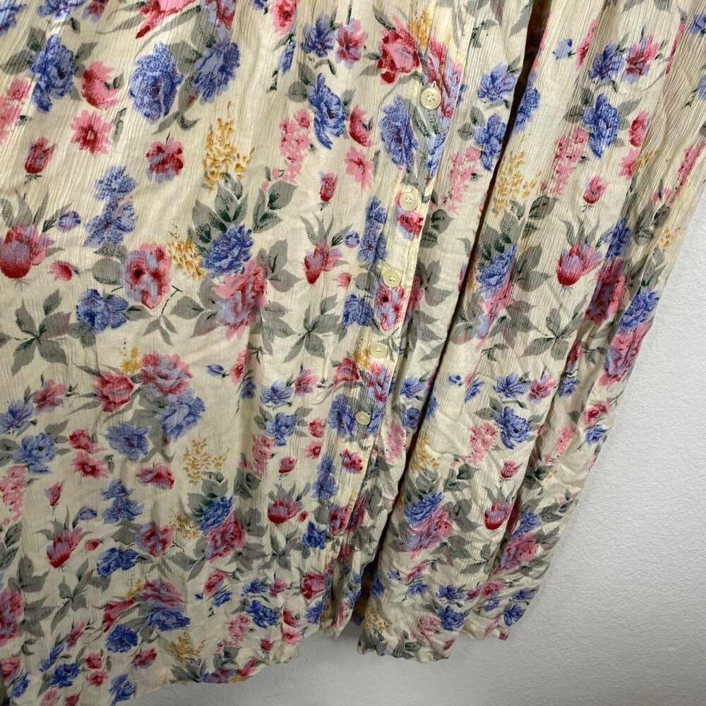 Erika Taylor Intimates Dress Multicolor Sz M Button Down Crinkle Floral VTG - Picture 6 of 10
